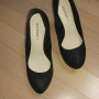 H&M 스웨이드 블랙 둥근코 하이힐(13cm)