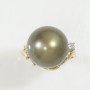 핑크래디 14k 그린빛 13.5mm 흑진주 다이아반지