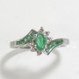 핑크래디14k 천연 에머랄드 총 0.6ct 다이아 반지 희망가 275000